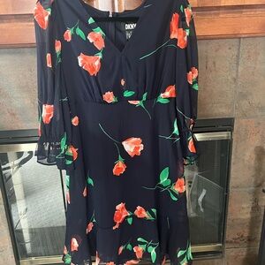 DKNY Floral, v-neck dress